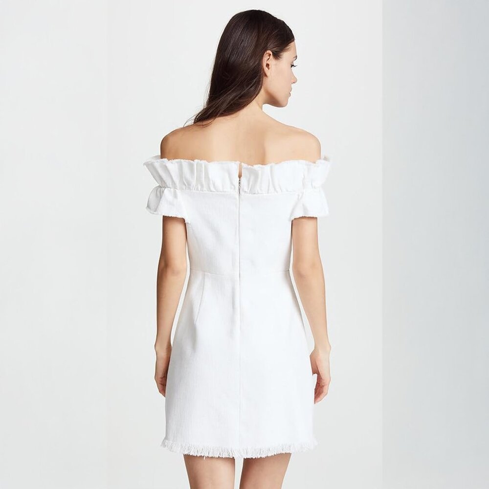 Rebecca Taylor Fringed Off-The-Shoulder Dress - Picture 2 of 6